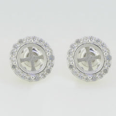 Sterling Silver Semi Mount Earrings Setting Round RD 8x8mm White Topaz PJ - Syzjewelry