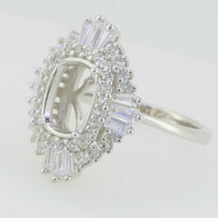 Sterling Silver Semi Mount Ring Setting Cushion CU 10x8mm White Topaz - Syzjewelry