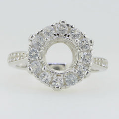 Sterling Silver Semi Mount Ring Setting Round RD 8x8mm White Topaz M0081PJC3 - Syzjewelry