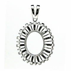 Sterling Silver Semi Mount Pendant Setting Oval OV 16x12mm L206P205OV1612-D148 - Syzjewelry