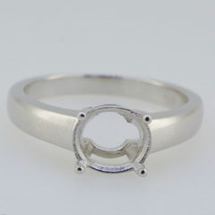 Sterling Silver Semi Mount Ring Setting Round RD 8x8mm White Topaz - Syzjewelry