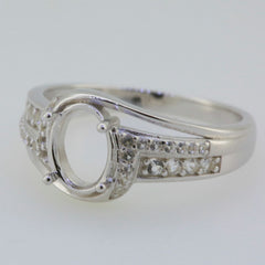 Sterling Silver Semi Mount Ring Setting Oval OV 8x6mm White Topaz PJC4933R - Syzjewelry