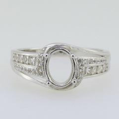 Sterling Silver Semi Mount Ring Setting Oval OV 8x6mm White Topaz PJC4933R - Syzjewelry