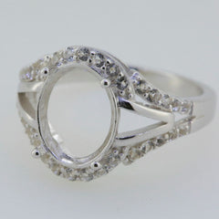 Sterling Silver Semi Mount Ring Setting Oval OV 10x8mm White Topaz Split Sha - Syzjewelry