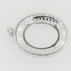 14K White Gold Semi Mount Pendant Setting Oval OV 18x13mm Solid - Syzjewelry