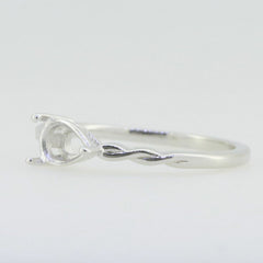 Delicate Sterling Silver Semi Mount Ring Setting Pear PE 7x5mm thin ba - Syzjewelry