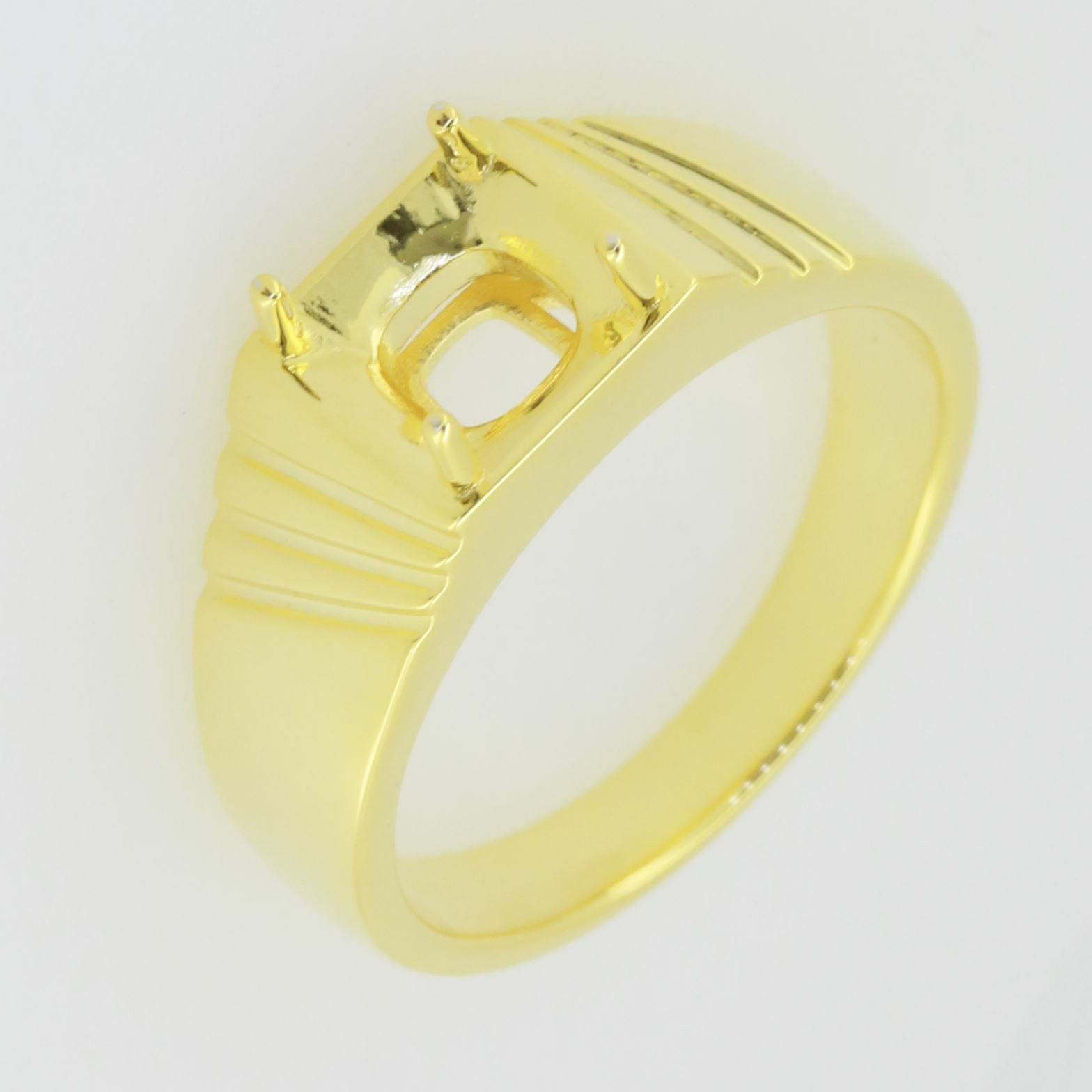 Men's 10K Yellow GoldSemi Mount Ring Setting Cushion CU 8X8mm PJC19576R10KY - Syzjewelry