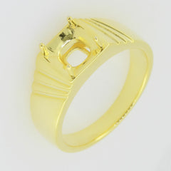 Men's 10K Yellow GoldSemi Mount Ring Setting Cushion CU 8X8mm PJC19576R10KY - Syzjewelry