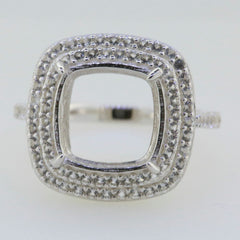 14K White Gold Semi Mount Ring Setting Cushion CU 12X12mm PJC4724R14KW - Syzjewelry