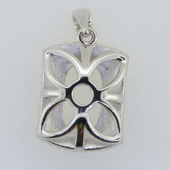 Sterling Silver Semi Mount Pendant Setting Cushion CU 12X8mm White Top - Syzjewelry