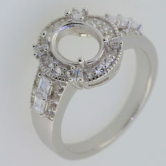 Sterling Silver Semi Mount Ring Setting Oval OV 9X7mm White Topaz PJM22109R - Syzjewelry