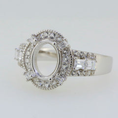 Sterling Silver Semi Mount Ring Setting Oval OV 9X7mm White Topaz PJM22109R - Syzjewelry