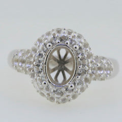 Sterling Silver Semi Mount Ring Setting Oval OV 8X6mm White Topaz 4659R - Syzjewelry