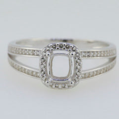 Sterling Silver Semi Mount Ring Setting Cushion CU 6X5mm White Topaz - Syzjewelry