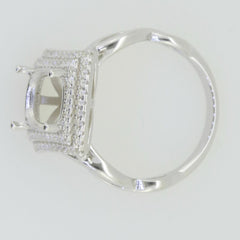 Sterling Silver Semi Mount Ring Setting Cushion CU 12X8mm White Topaz - Syzjewelry