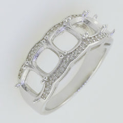 14K White Gold Semi Mount Ring Setting Cushion CU 6x6mm PJC15082R14KW - Syzjewelry