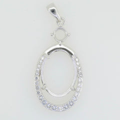 14K White Gold Semi Mount Pendant Setting Oval OV 16x12mm PJC19991P14KW - Syzjewelry