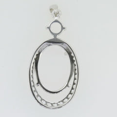 14K White Gold Semi Mount Pendant Setting Oval OV 16x12mm PJC19991P14KW - Syzjewelry