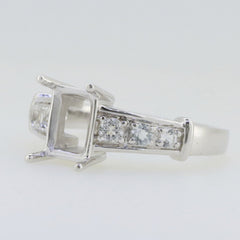 14K White Gold Semi Mount Ring Setting Emerald Cut OCT 8x6mm Vintage Repro - Syzjewelry