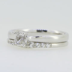 Sterling Silver Semi Mount Ring Setting Round RD 5x5mm White Topaz - Syzjewelry