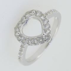 Sterling Silver Semi Mount Ring Setting Heart HT 8X8mm White Topaz PJC3497R - Syzjewelry