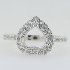 Sterling Silver Semi Mount Ring Setting Heart HT 8X8mm White Topaz PJC3497R - Syzjewelry