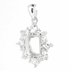 14K White Gold Semi Mount Pendant Setting OCT 9x7mm - Syzjewelry