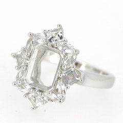 14K White Gold Semi Mount Ring Setting OCT 9x7mm - Syzjewelry