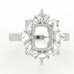 14K White Gold Semi Mount Ring Setting OCT 9x7mm - Syzjewelry