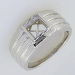 Men's Sterling Silver Semi Mount Ring Setting Princess SQ 6.5X6.5mm Wh - Syzjewelry