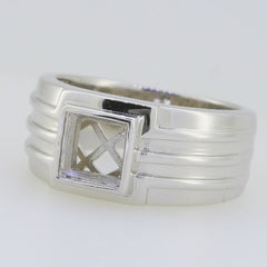 Men's Sterling Silver Semi Mount Ring Setting Princess SQ 6.5X6.5mm Wh - Syzjewelry