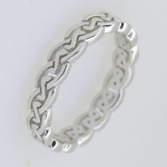 Sterling Silver 4 mm Celtic Knot Band Ring White Topaz 20797R - Syzjewelry