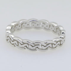 Sterling Silver 4 mm Celtic Knot Band Ring White Topaz 20797R - Syzjewelry