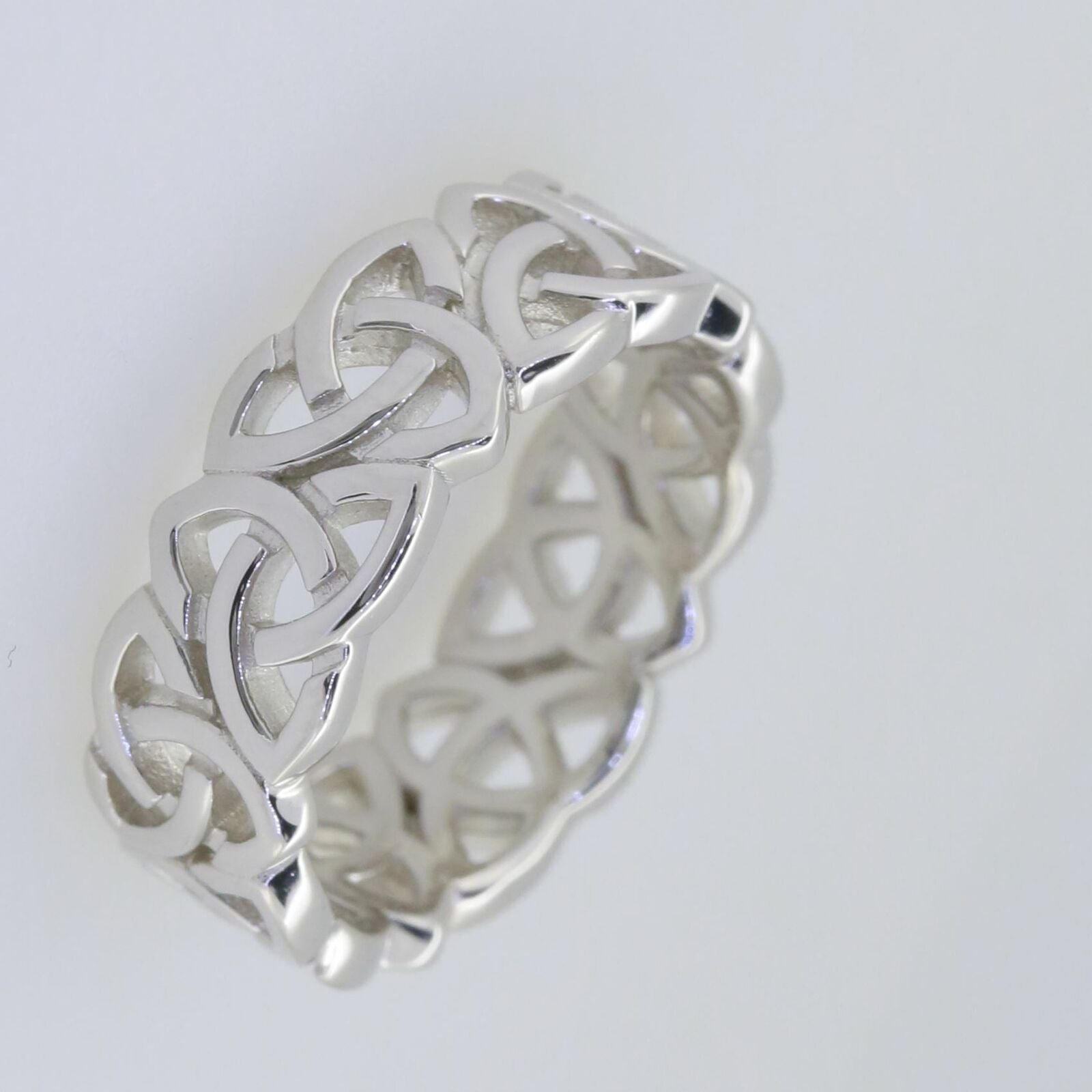 Sterling Silver 7 mm Celtic Knot Band Ring White Topaz - Syzjewelry