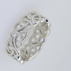 Sterling Silver 7 mm Celtic Knot Band Ring White Topaz - Syzjewelry