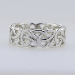 Sterling Silver 7 mm Celtic Knot Band Ring White Topaz - Syzjewelry