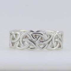 Sterling Silver 7 mm Celtic Knot Band Ring White Topaz - Syzjewelry