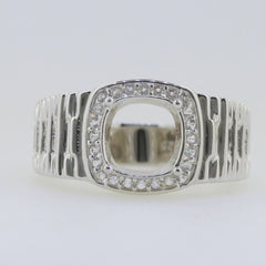 Men's Sterling Silver Semi Mount Ring Setting Round RD 9x9mm White Topaz - Syzjewelry