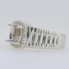 Men's Sterling Silver Semi Mount Ring Setting Round RD 9x9mm White Topaz - Syzjewelry