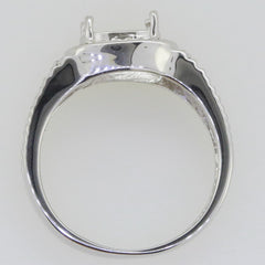 Men's Sterling Silver Semi Mount Ring Setting Round RD 9x9mm White Topaz - Syzjewelry