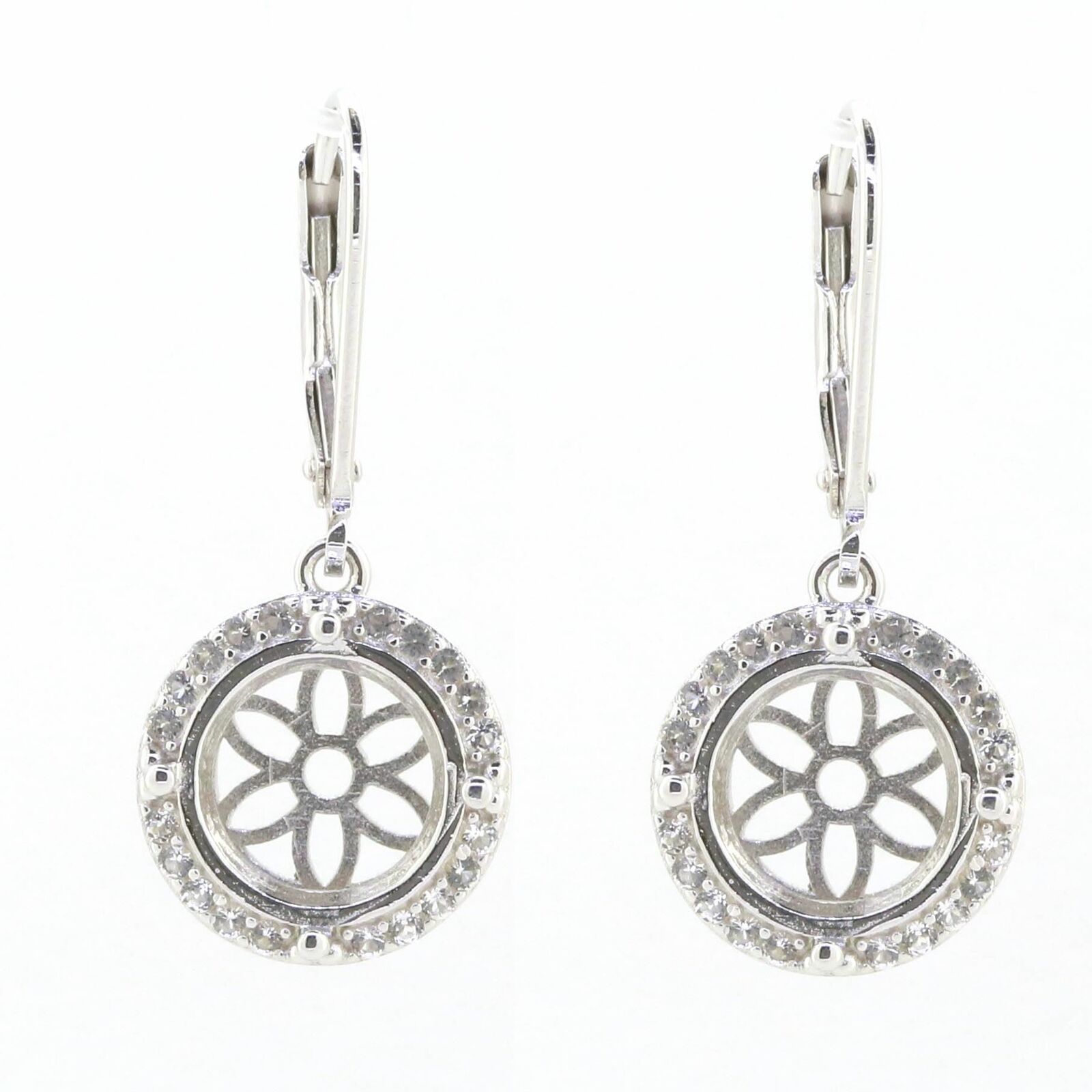 Sterling Silver Semi Mount Earrings Setting Round RD 10x10mm White Top - Syzjewelry