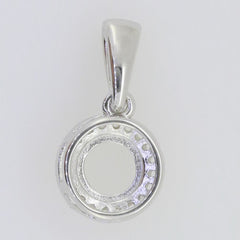 Sterling Silver Semi Mount Pendant Setting Round RD 6x6mm White Topaz - Syzjewelry