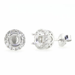 14K White Gold Semi Mount Earrings Setting Round RD 5x5mm - Syzjewelry