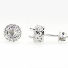 14K White Gold Semi Mount Earrings Setting Round RD 5x5mm - Syzjewelry