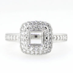 14K White Gold Semi Mount Ring Setting Princess SQ 5X5mm - Syzjewelry