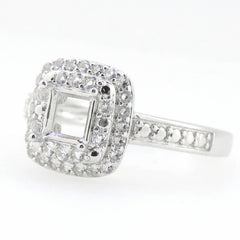 14K White Gold Semi Mount Ring Setting Princess SQ 5X5mm - Syzjewelry