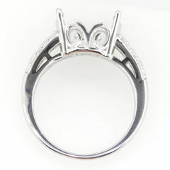 14K White Gold Semi Mount Ring Setting Cushion CU 12X12mm PJC17536R-14KW - Syzjewelry