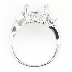 14K White Gold Semi Mount Ring Setting Cushion CU 12X10mm - Syzjewelry