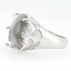 14K White Gold Semi Mount Ring Setting Oval OV 16x12mm - Syzjewelry