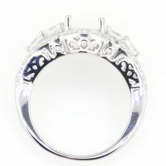 14K White Gold Semi Mount Ring Setting Oval OV 9x7mm - Syzjewelry